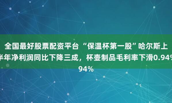 全国最好股票配资平台 “保温杯第一股”哈尔斯上半年净利润同比下降三成，杯壶制品毛利率下滑0.94%